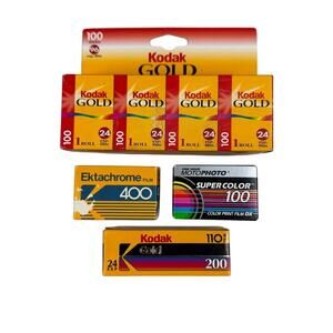 Lot of 7 Rolls Expired 35mm & 110 Film – Kodak Gold Ektachrome 400 Motophoto 100